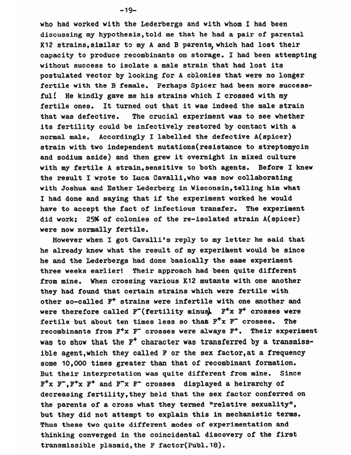 NLM pirated bbgbow A viewpoint of Aspects of a History of Genetics by William Hayes (pp 16-26, JL no longer researcher on p23) p19